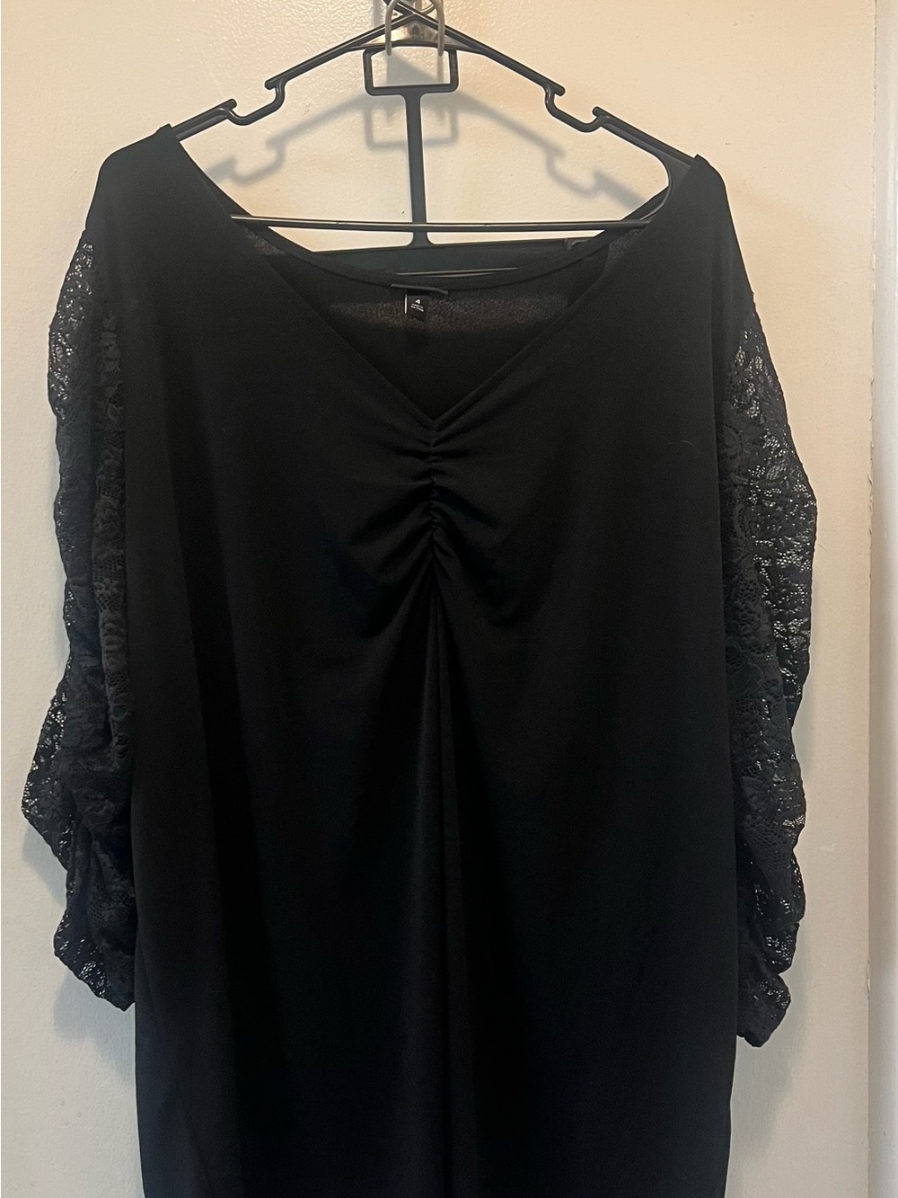torrid Black Lace Sleeve Ruched Front Tunic